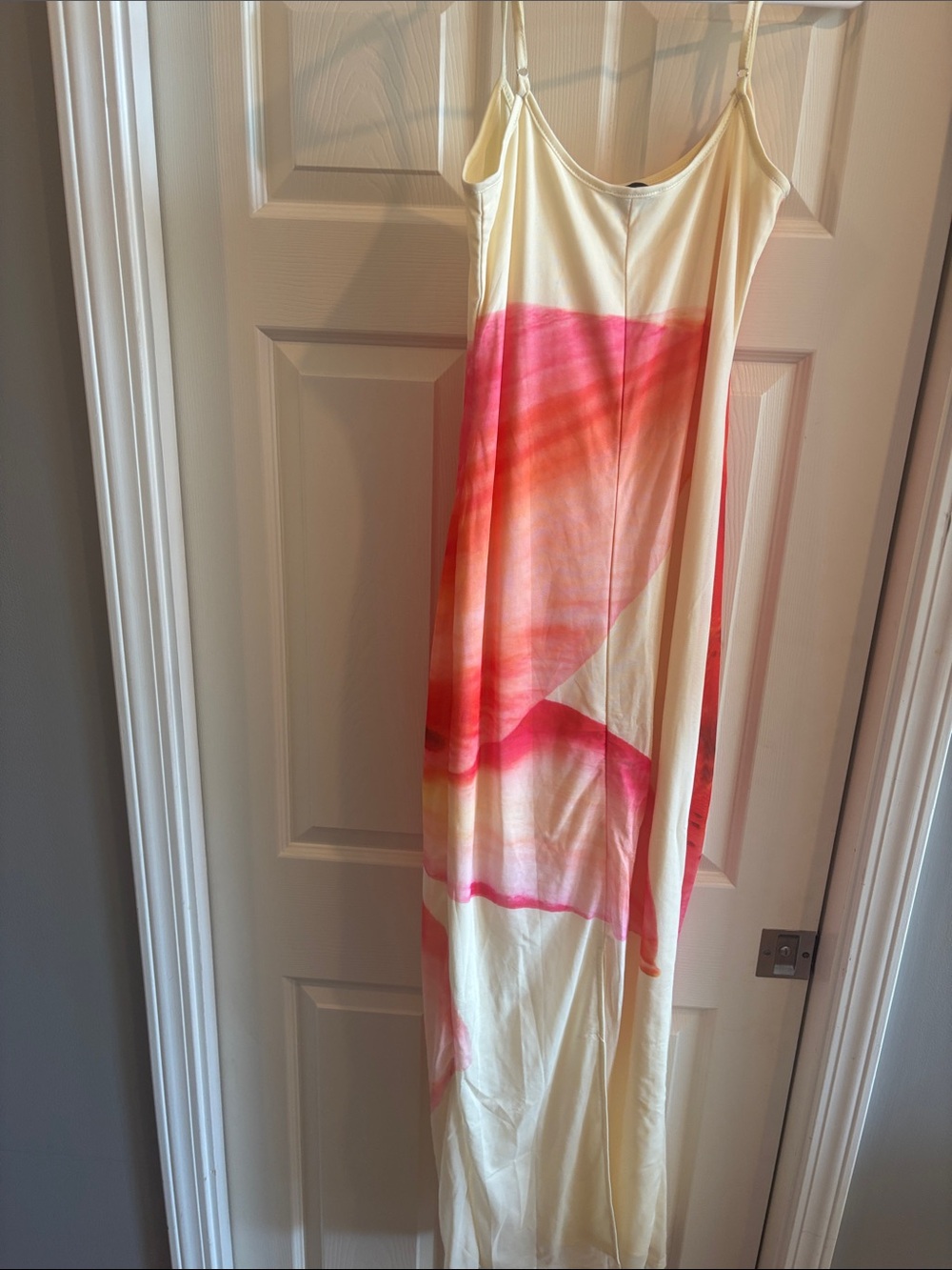 Peppermayo Cream Maxi Slip Dress with Coral-Pink Floral Print - Picture 3 of 4